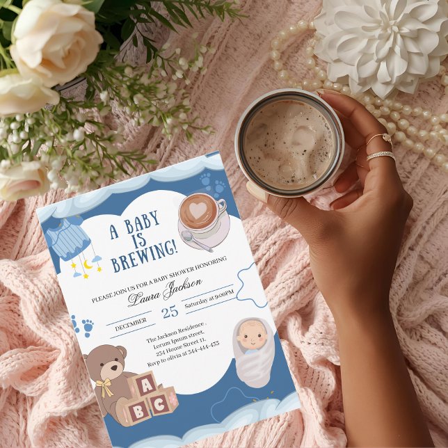 Invitation Un Bébé Brasse Du Baby shower De Café (Créateur téléchargé)
