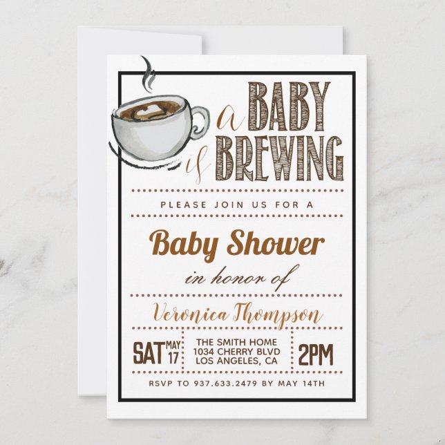 Invitation Un bébé brasse du Baby shower de café (Devant)