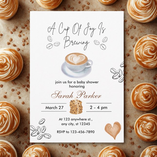 Invitation Un Bébé brasse du Baby shower de café aquarelle (Créateur téléchargé)