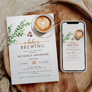 Invitation Un Bébé brasse du Baby shower de café aquarelle