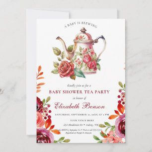 Invitation Un bébé brasse du Baby shower de Fleur Blush Tea I