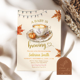 Invitation Un bébé brasse du café Baby shower Feuille