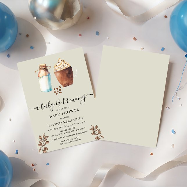 Invitation Un bébé brasse du café et du Baby shower au lait (Créateur téléchargé)