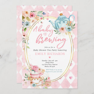 Invitation Un Bébé brasse Du Thé Baby shower Roses Roses Rose