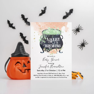 Invitation un bébé brasse Halloween Baby shower Peach