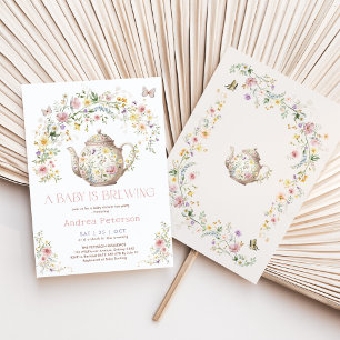 Invitation Un bébé brasse le Baby shower de Tea Party Fleur s