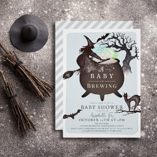 Invitation Un bébé brasse le Baby shower d'Halloween bleu