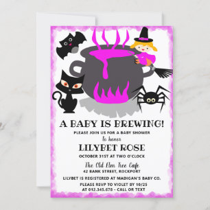 Invitation Un bébé brasse le Baby shower d'Halloween Cauldron