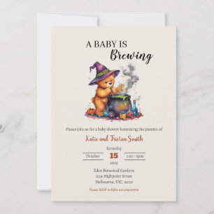 Invitation Un bébé brasse l'Halloween Teddy Bear & Cauldron