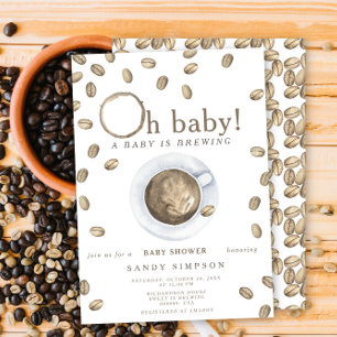 Invitation Un bébé brasse Oh Baby Baby shower de fèves de caf
