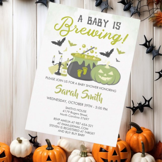 Invitation Un bébé brasse un Baby shower de sorcière d'Hallow (Créateur téléchargé)