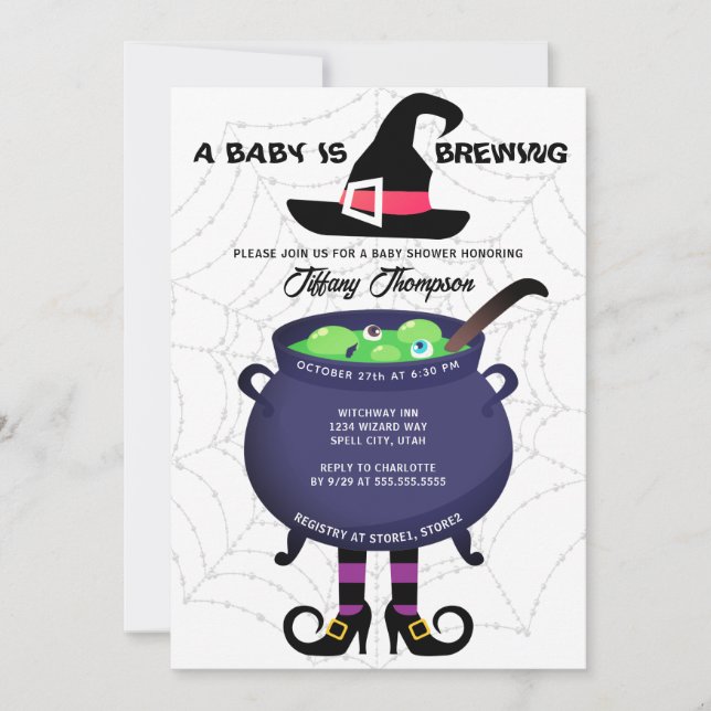 Invitation Un bébé brasse un Baby shower d'Halloween (Devant)