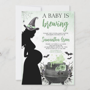 Invitation Un bébé brasse un Baby shower d'Halloween vert