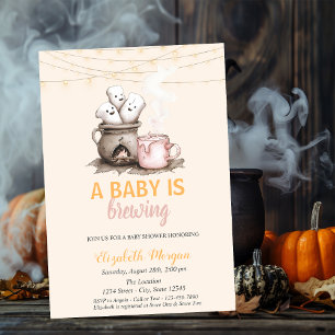 Invitation Un bébé brasse un Baby shower Pois d'Halloween