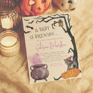 Invitation Un Bébé brasse une fille Baby shower d'Halloween