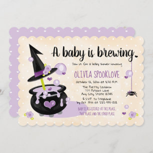 Invitation Un bébé brasse une sorcière Baby shower d'Hallowee
