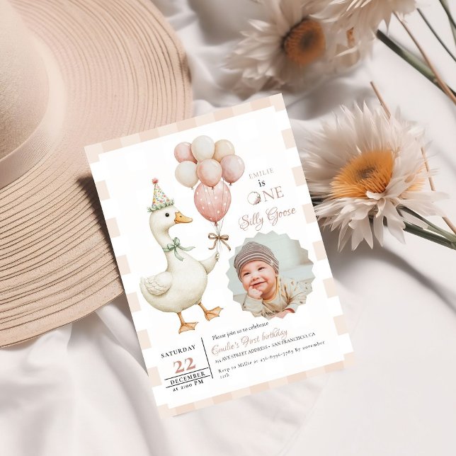 Invitation Un bébé d'oie sotte 1er anniversaire (Créateur téléchargé)