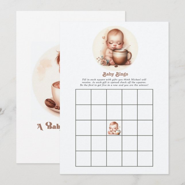 Invitation Un bébé est en préparation Jeu de bingo pour la ba (Devant / Derrière)