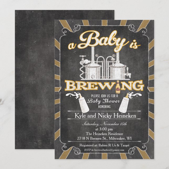 Invitation Un "bébé est en train de brasser" Couples BBQ Invi (Devant / Derrière)