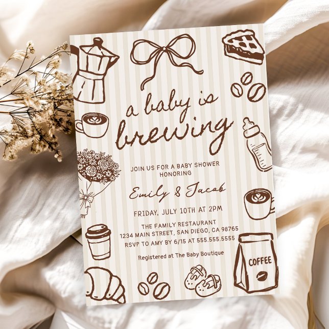 Invitation Un bébé est en train de brasser du café Baby Showe (Créateur téléchargé)