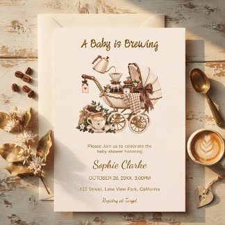 Invitation Un bébé est en train de brasser du café Baby Showe