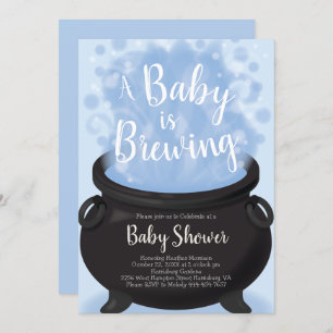 Invitation Un bébé est en train de brasser Sorcière Douche bl