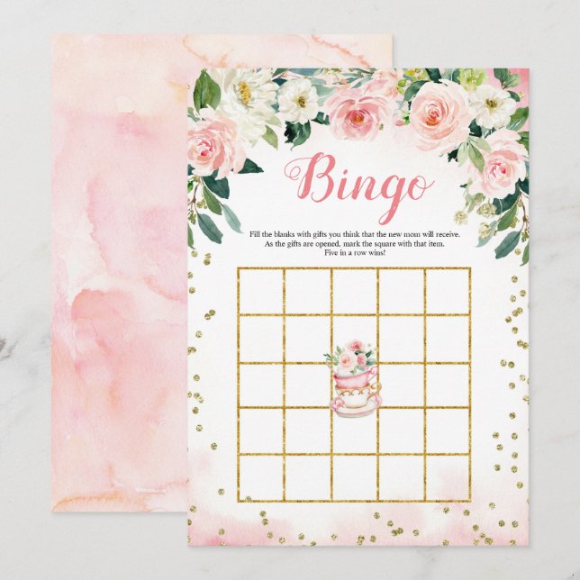 Invitation Un bébé est en train de brasser Tea Party Bingo Ga (Devant / Derrière)