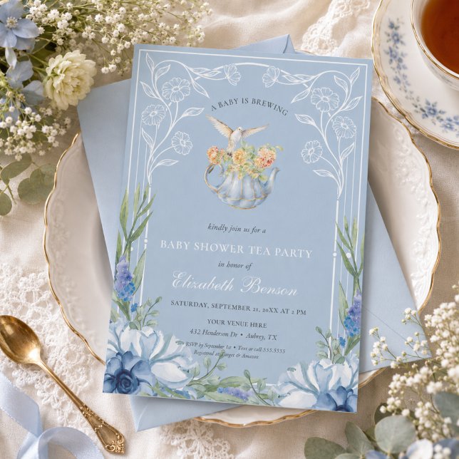 Invitation Un bébé est en train de brasser Tea Party de bébé  (Créateur téléchargé)