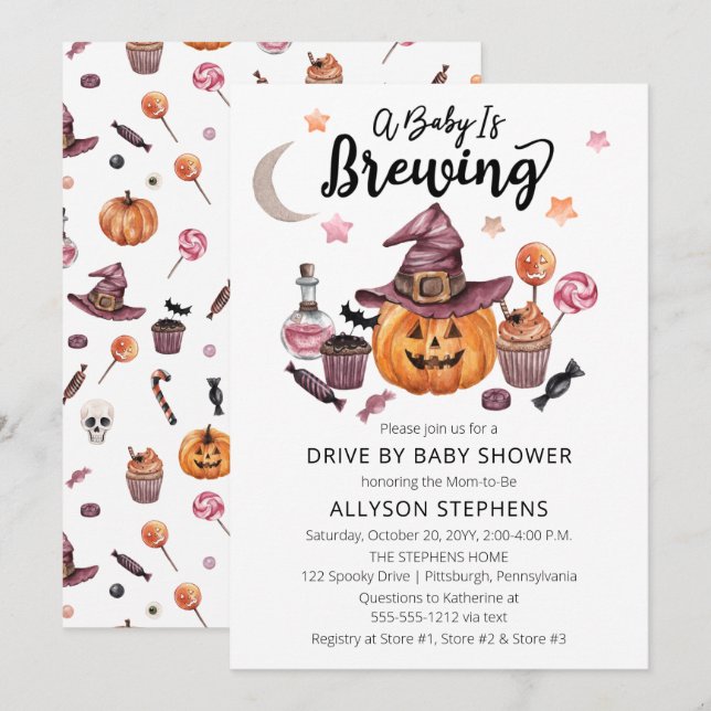 Invitation Un Bébé Est En Train De Brûler Halloween Drive Par (Devant / Derrière)