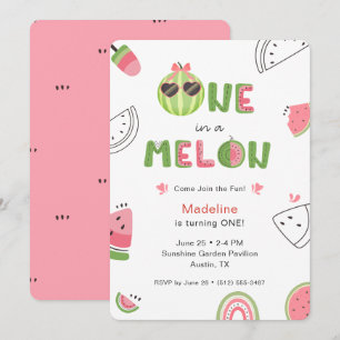 Invitation Un bébé fille pour un melon pastèque Premier anniv