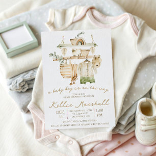 Invitation Un bébé garçon est en route ! Linge de bébé Baby S