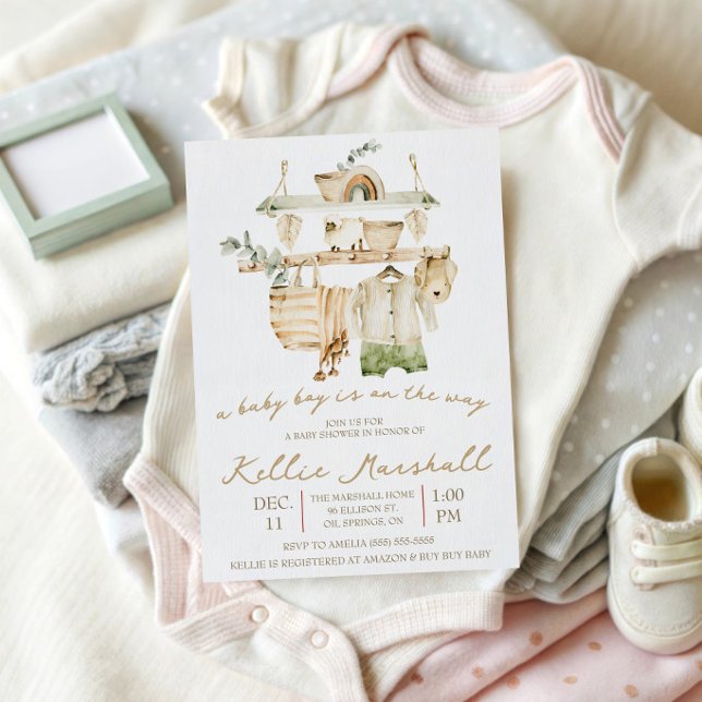 Invitation Un bébé garçon est en route ! Linge de bébé Baby S (Créateur téléchargé)