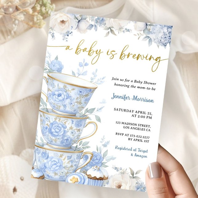 Invitation Un bébé garçon prépare une fête de baby shower Tea (Créateur téléchargé)