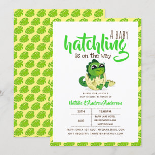 Invitation Un Bébé Hatchling Est Sur Le Chemin Dinosaur Vert