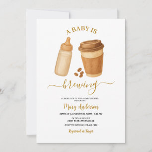 Invitation Un bébé marron café est en train de se préparer :