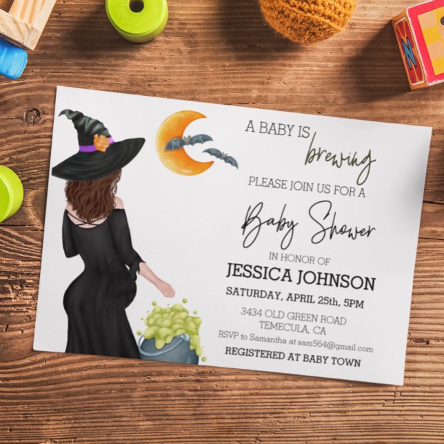 Invitation Un bébé prépare de l'eau de sorcière aquarelle per (Créateur téléchargé)