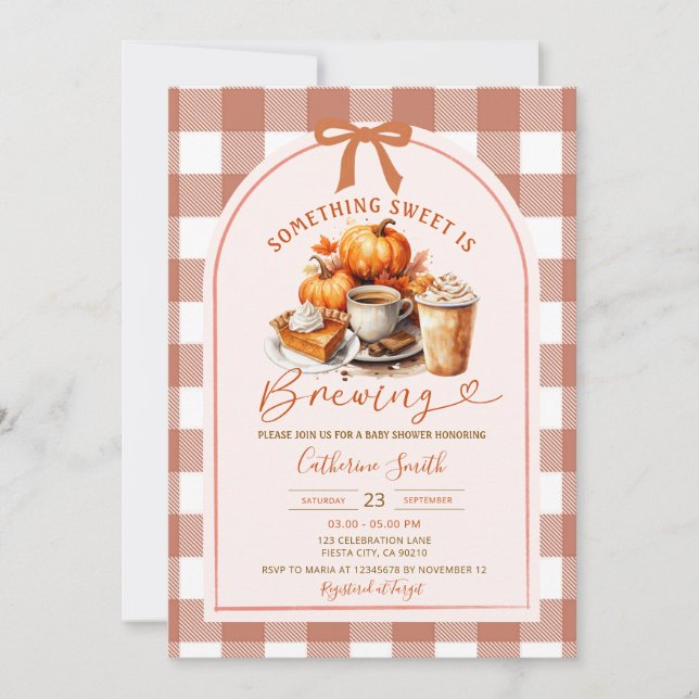 Invitation Un bébé prépare du café Baby Shower automne (Devant)
