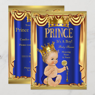 Invitation Un bébé prince bleu royal Shower or Baby Shower Go