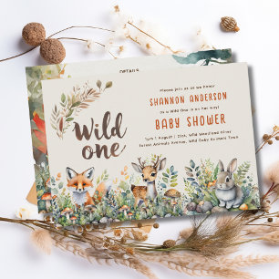 Invitation Un Bébé sauvage Animaux boisés mignons Rustiques