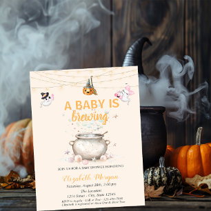 Invitation Un bébé se prépare Dots Pumpkin Ghost Baby Shower