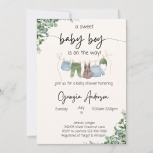 Invitation Un Bébé Sucré Garçon Est En Chemin Baby showers In