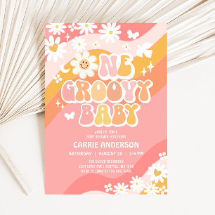 Invitation Un bébé Super Daisy Hippie les années 70 Baby show