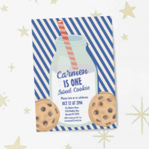 Invitation Un biscuit sucré Bleu Garçons Premier anniversaire