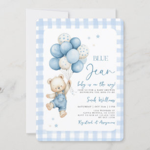 Invitation Un Bleu Jean Baby est sur le chemin Baby shower Bo