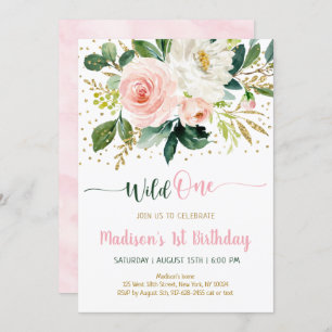 Invitation Un Boho sauvage Floral Rose Gold Anniversaire