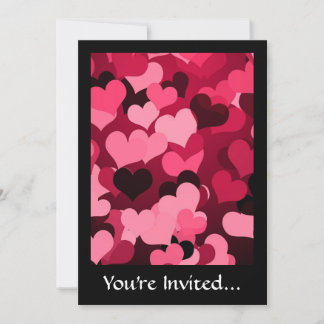 Invitation Un bon nombre de coeurs roses, motif mignon