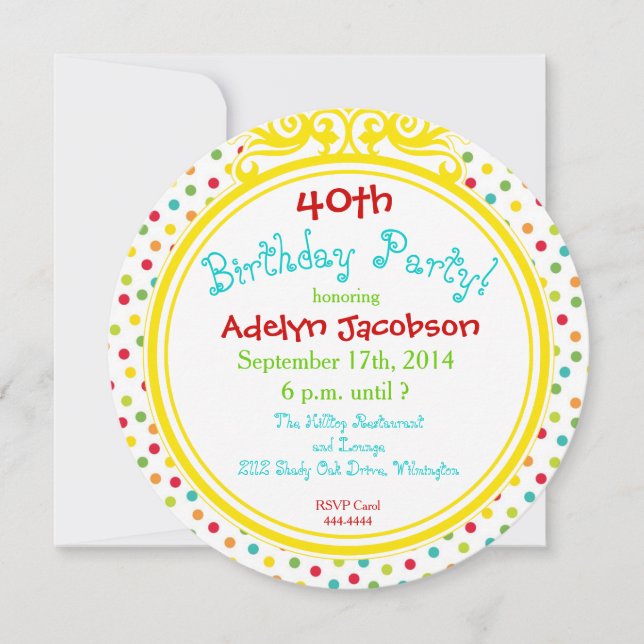 Invitation Un bon nombre d'invitation de cercle (Devant)