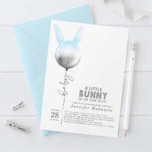 Invitation Un Boulon Bleu Bunny Élégant Baby shower Printemps