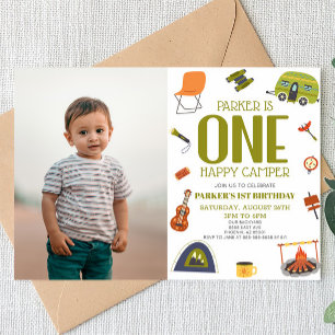 Invitation Un Camping Happy Camper 1er Anniversaire Fête