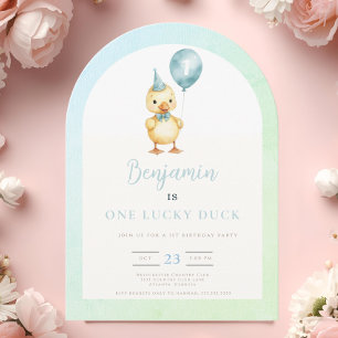 Invitation Un Canard Chanceux Ballon 1er Anniversaire